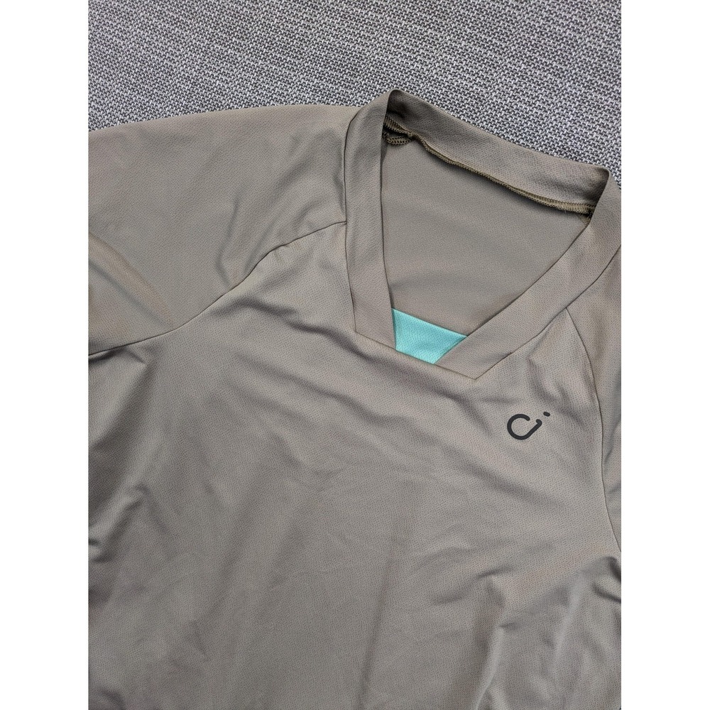 Velocio Jersey Shirt Womens XS Beige Short Sleeve V Neck Cycling Bike Top